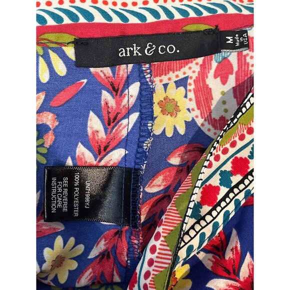 Ark & Co Floral Wide Leg Pants M Red Blue Festival Boho Flowy Palazzo Trousers - Picture 12 of 12